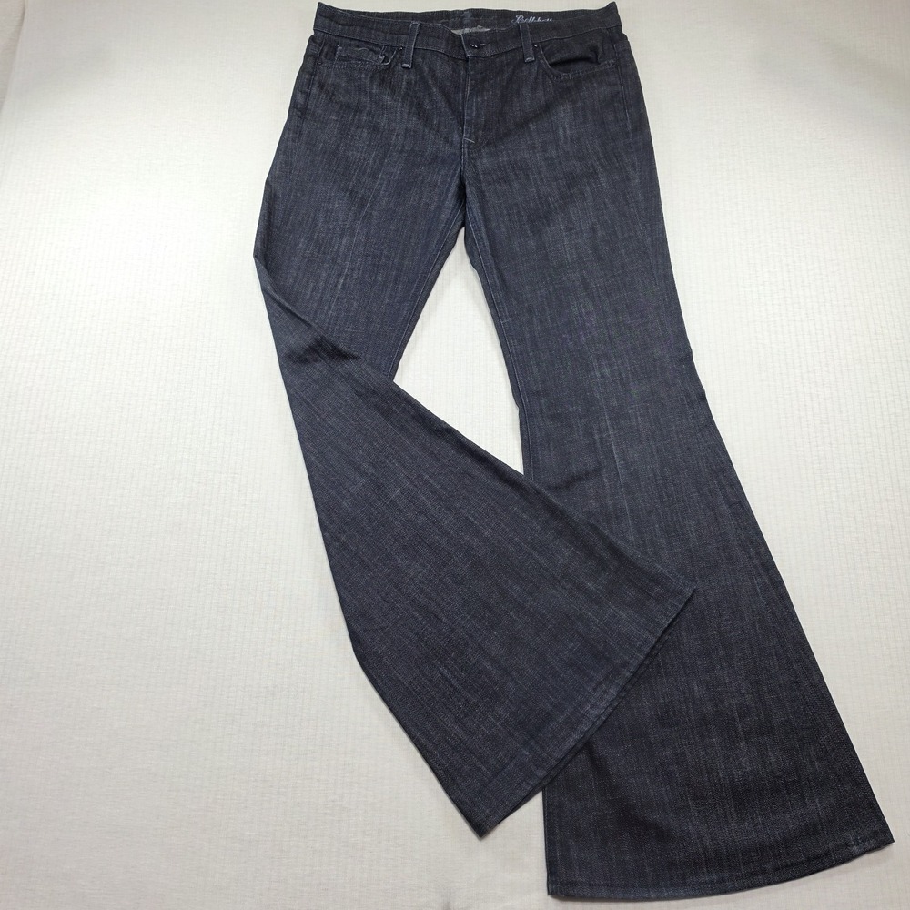 7 For All Mankind Blue Denim High Rise Bell Bottom Flare Jeans 31 Boho Retro Y2K